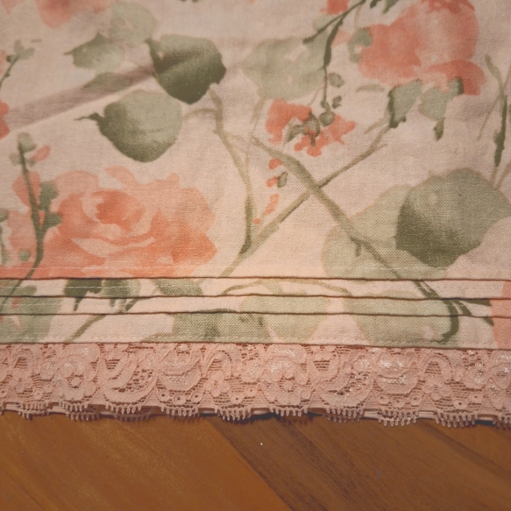 Vtg Norton pink green lace cottage fairy core L linen blend camisole tank top - Picture 4 of 9